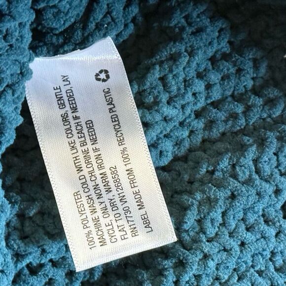 Oversized Teal Cable Knit Chunky Casual Sweater Pull Over Womens Sz Small New - Picture 7 of 7